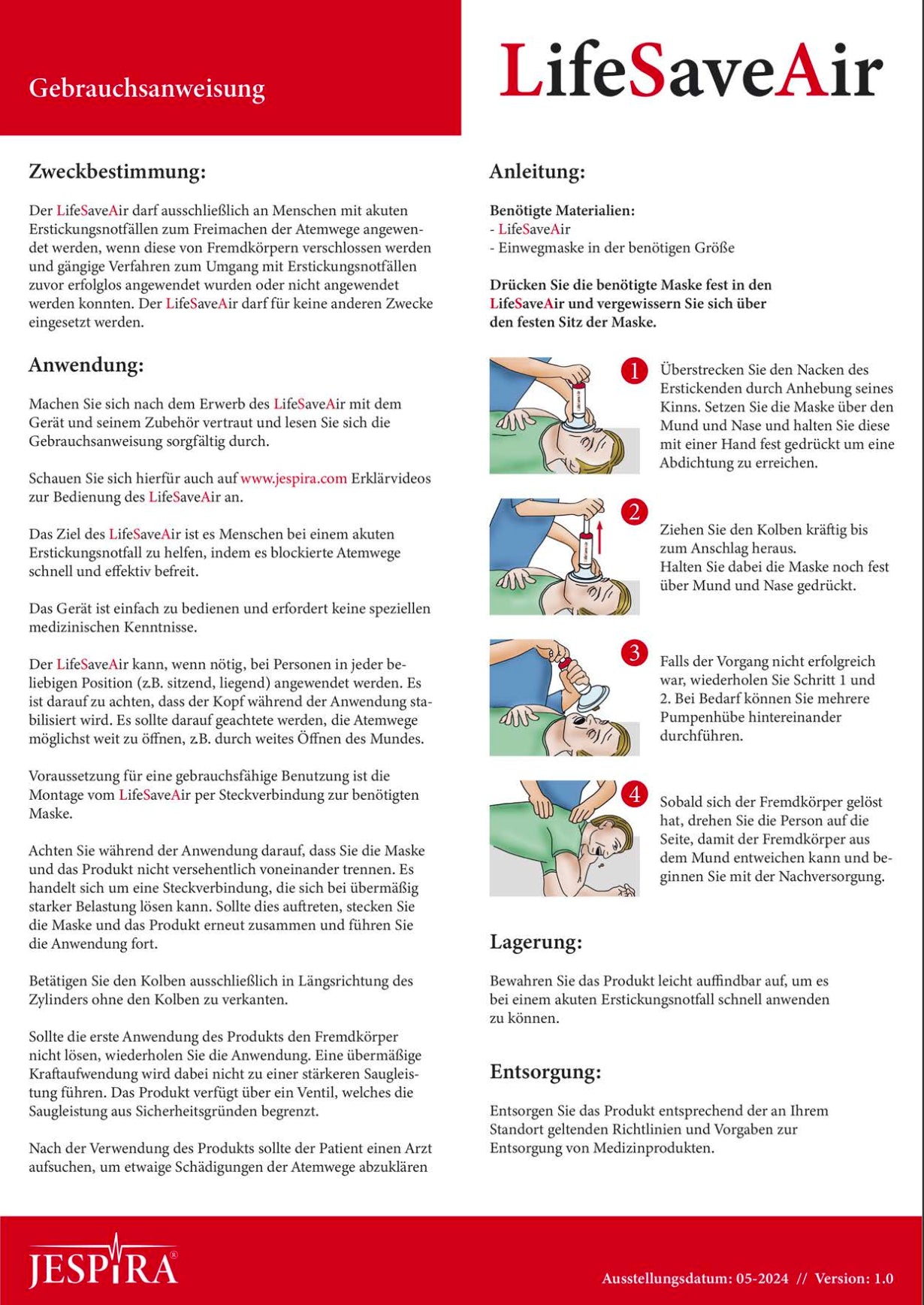 LifeSaveAir Gebrauchsanweisung