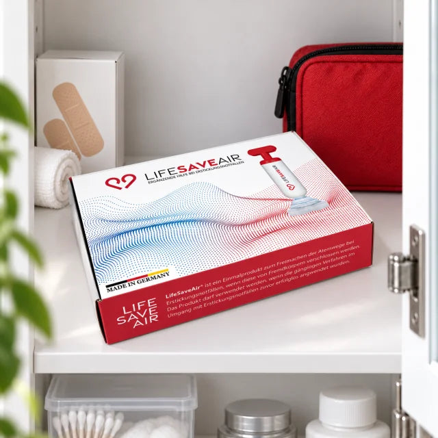 LifeSaveAir griffbereit im Medizinschrank zuhause